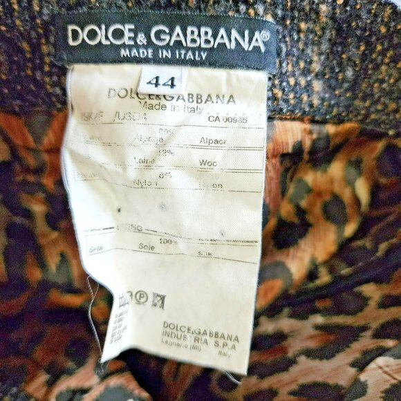 Dolce & Gabbana Brown Black Zip Skirt US8 IT44 Alpaca Wool Silk Slim Fit - Picture 2 of 6